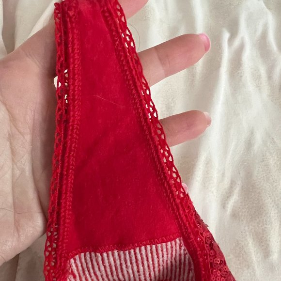 Victoria's Secret PINK BLING Sequin red Thong size small *please read* - Picture 5 of 8